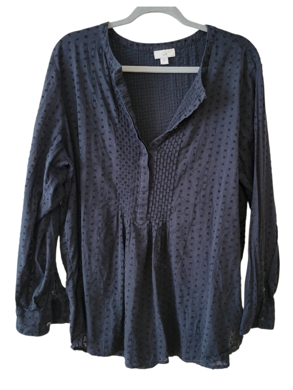 J. Jill Black Cotton‎ Eyelet Peasant Blouse Top Size XL